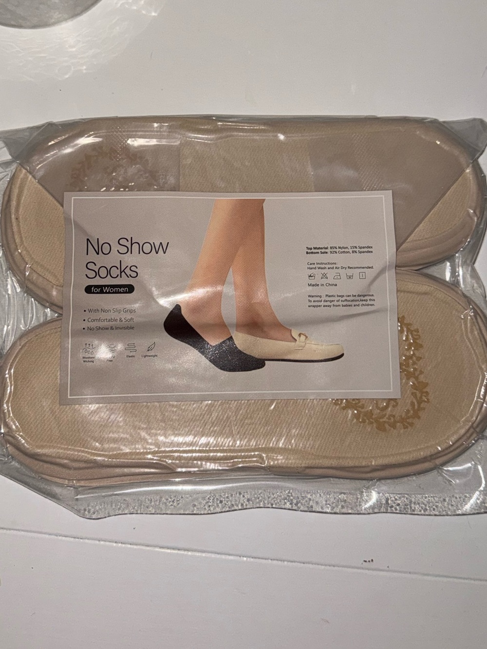 No Show Socks for Women - 8 Pairs, Nude/Beige, Size 5-8